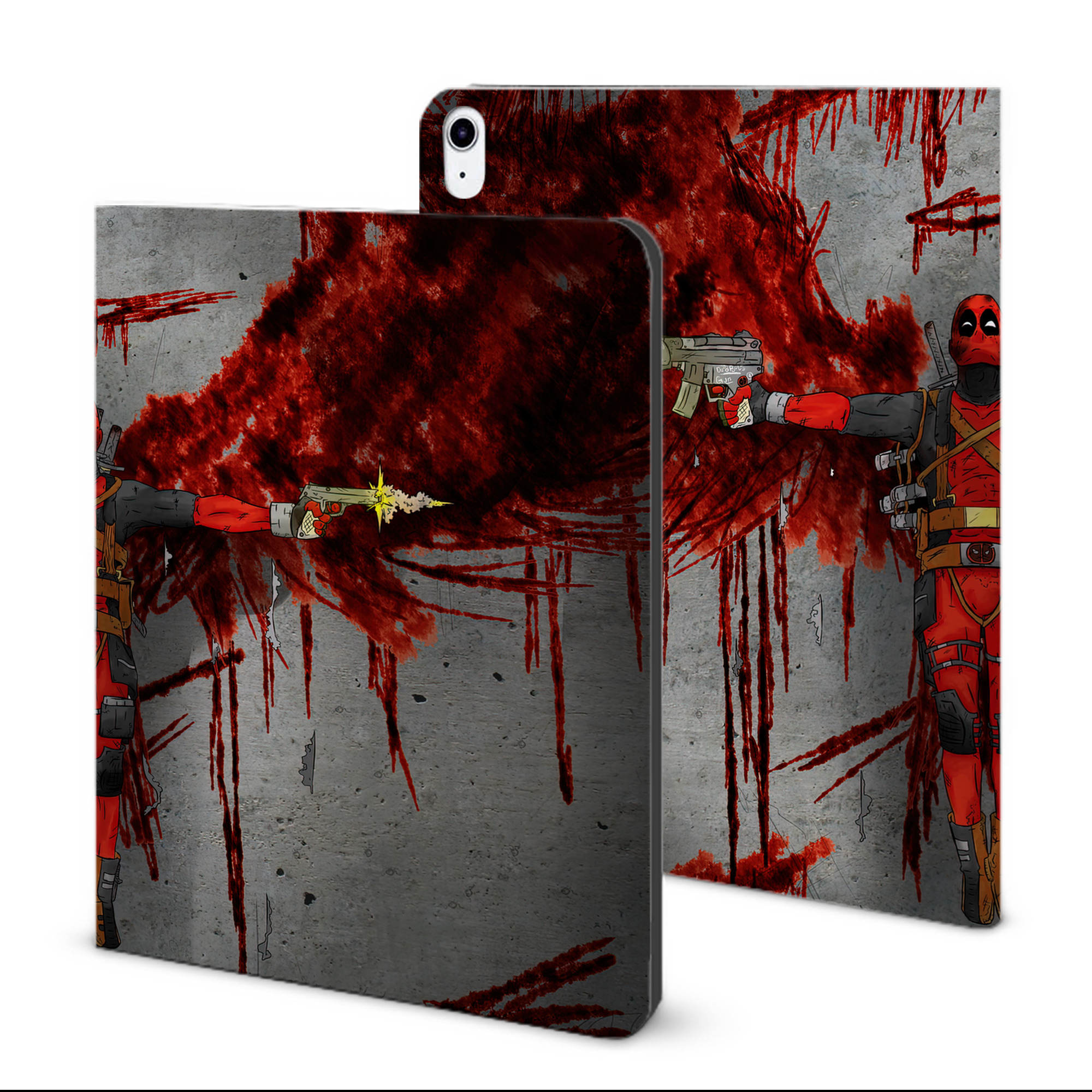 （画像用） Deadpool デッドプール IPad ケース ブック型 PUレザー TPU 耐衝撃 軽量 薄型 ペン収納なし 全面保護 IPad 各モデル対応